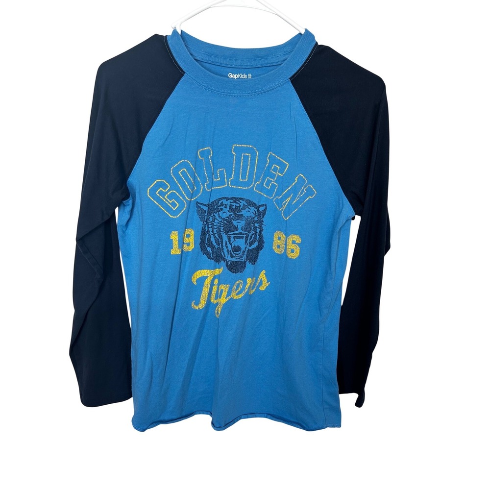 Gap Kids Blue Baseball‎ Style Long-Sleeve Tee Shirt Tigers Graphic Boys XL (12)